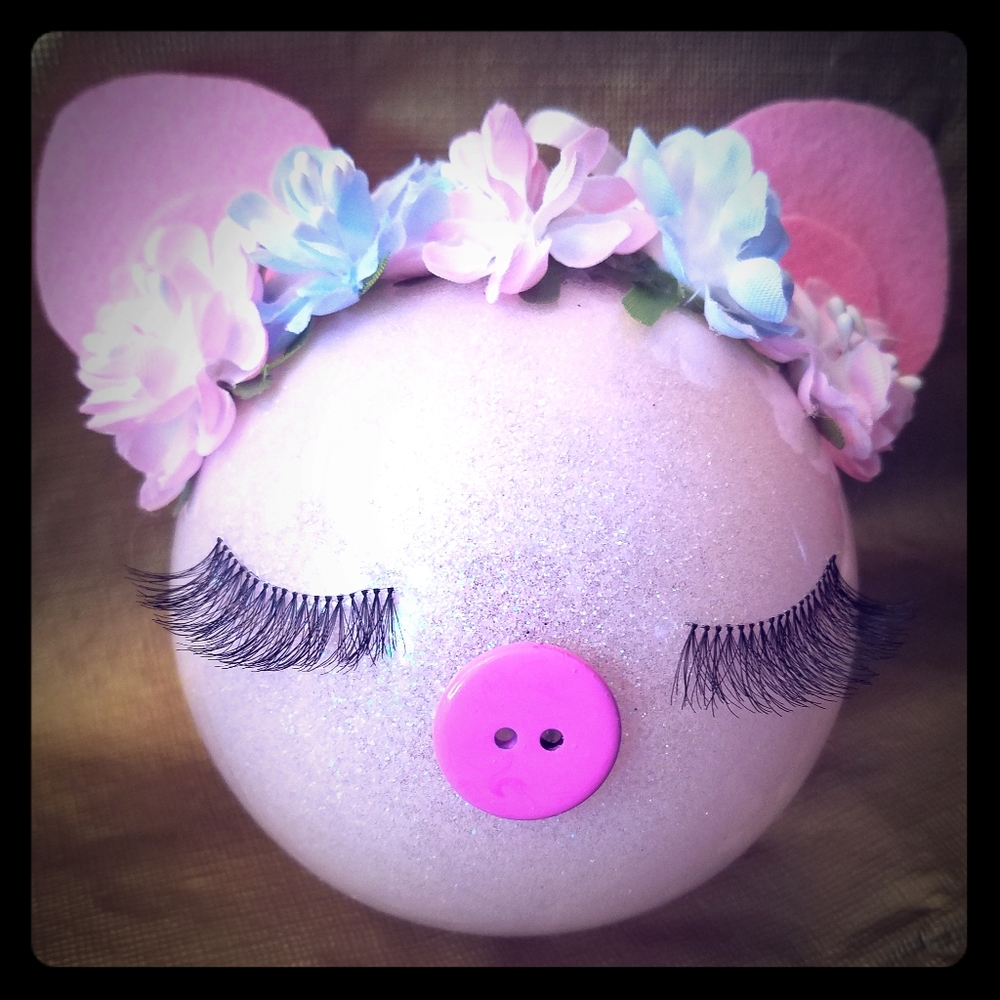 Sleeping pig ornament